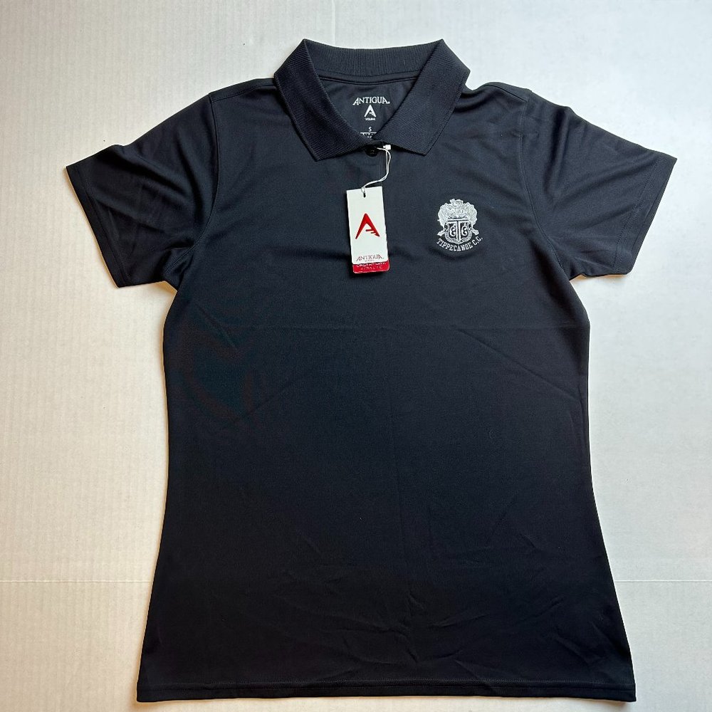 NWT Antigua Women's Tippecanoe Country Club Black Golf Polo Size Small